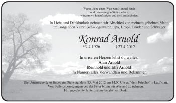 Traueranzeige von Konrad Arnold von Pegnitz-Zeitung